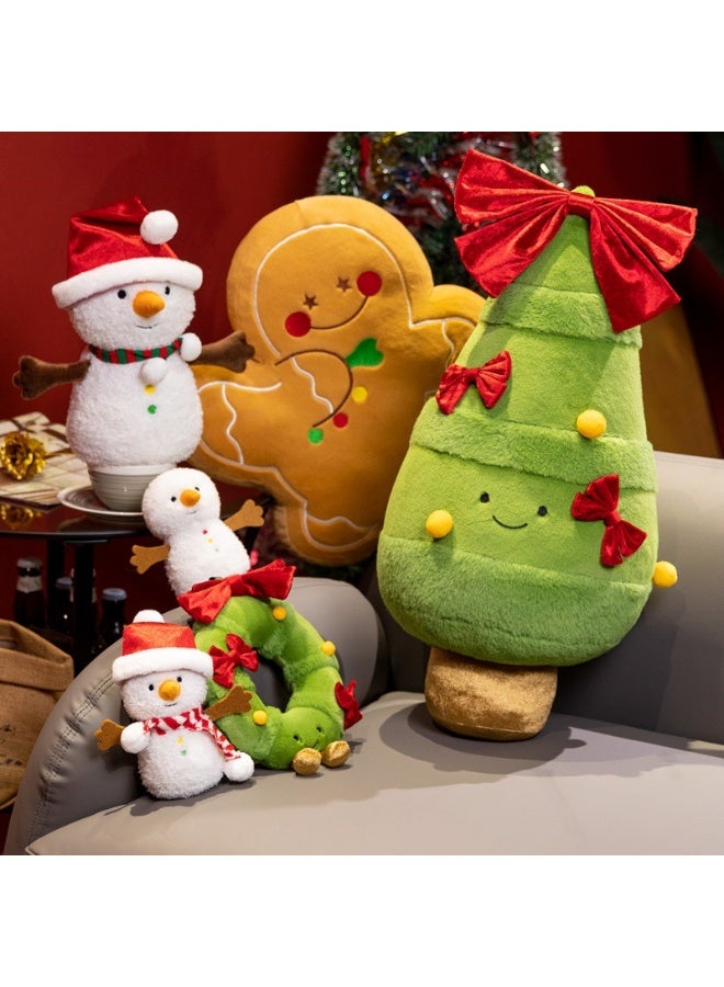 Festive  Plush Gingerbread Man Pillow, Scarf, Snowman Plush Toy,  Tree Wreath, Decorative Soft Ornaments and Accessories - Image 3